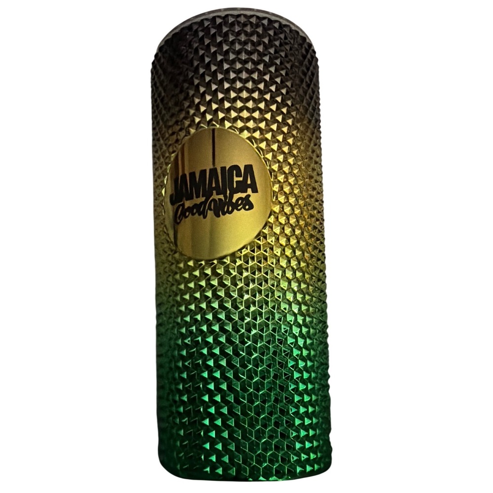 Jamaica Good Vibes Tumbler Mug 20oz Green Gold Black Studded Gradient New